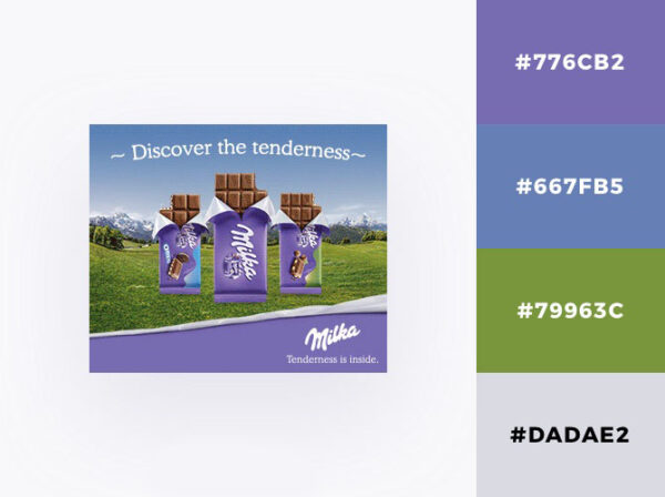 Milkaディスプレイ広告の紫色のカラーパレット